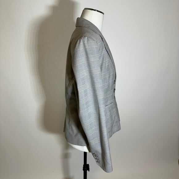 Tailor B. Moss Gray Plaid 3 Button Blazer Suit Jacket Womens Size 12 Career Work - Picture 3 of 11
